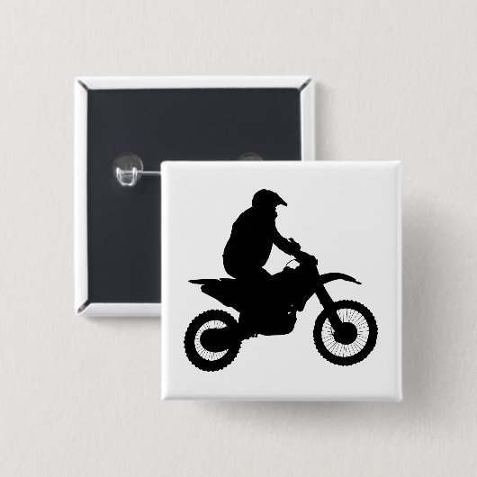 Motocross Silhouette Vierkante Button 5,1 Cm (Voorkant /achterkant)