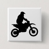 Motocross Silhouette Vierkante Button 5,1 Cm (Voorkant)