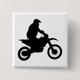 Motocross Silhouette Vierkante Button 5,1 Cm