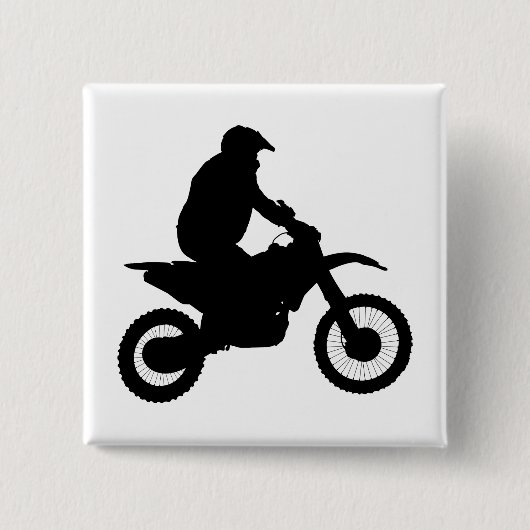 Motocross Silhouette Vierkante Button 5,1 Cm (Voorkant)
