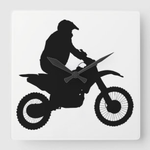 Motocross Silhouette Vierkante Klok
