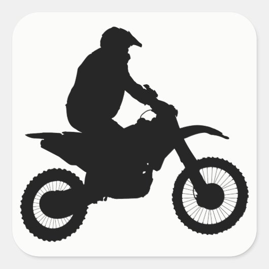 Motocross Silhouette Vierkante Sticker (Voorkant)