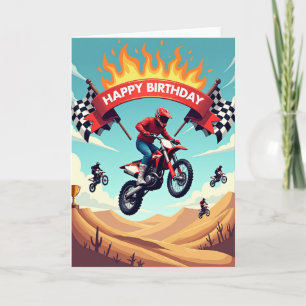 Motocross Sprong Verjaardagskaart Kaart