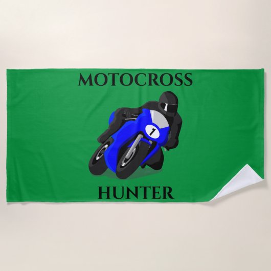 MOTOCROSS strandhanddoek. Strandlaken (Voorkant)