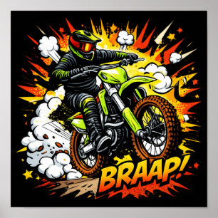Motocross stripverhaal uitbarsting dirt bike rijde poster