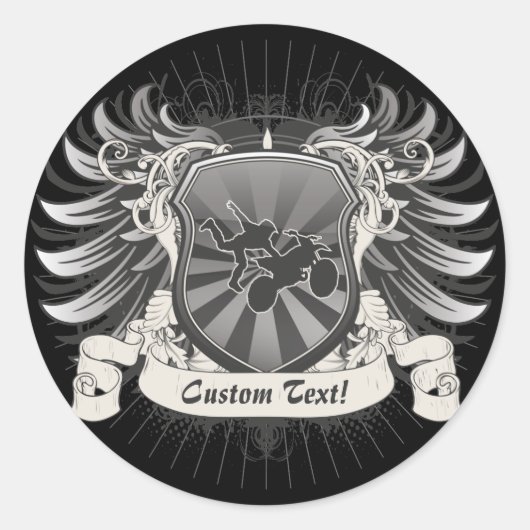 Motocross Stunt Crest Ronde Sticker (Voorkant)