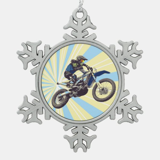 Motocross Tin Sneeuwvlok Ornament (Voorkant)
