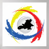 Motocross Tricolor Emblem Poster (Voorkant)