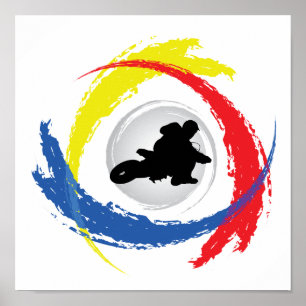 Motocross Tricolor Emblem Poster