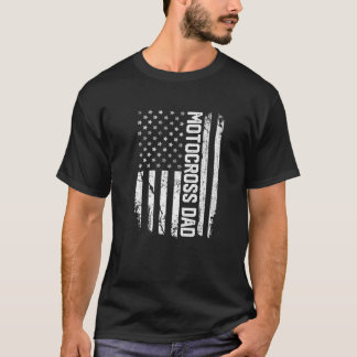  Motocross Vader Verenigde Staten Flag Retro Fathe T-shirt