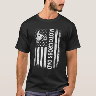  Motocross Vader Verenigde Staten Flag Retro Fathe T-shirt