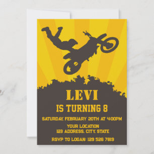 Motocross verjaardagsfeestje kaart