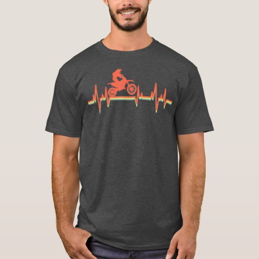 Motocross Vintage Retro Heartbeat Gift T-shirt (Voorkant)