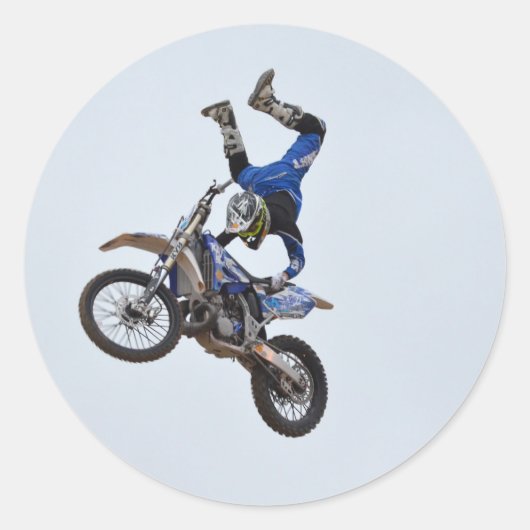 Motocross vliegend hoog ronde sticker (Voorkant)