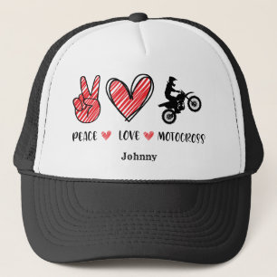 MOTOCROSS Vrede Liefde Gepersonaliseerd Trucker Pet