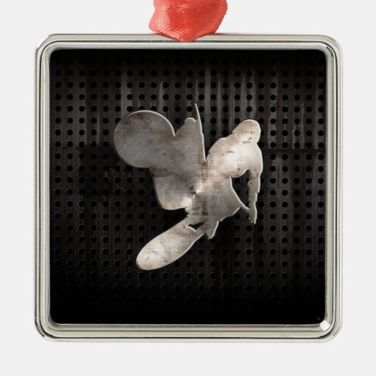 Motocross Whip; Koel zwart Metalen Ornament (Voorkant)