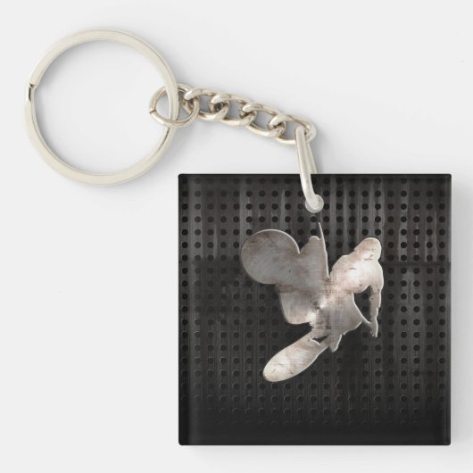 Motocross Whip; Koel zwart Sleutelhanger (Voorkant)