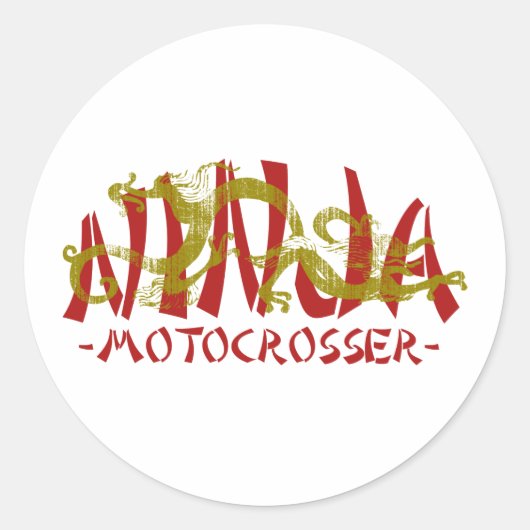 Motocrosser Dragon Ninja Ronde Sticker (Voorkant)