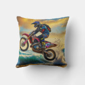 Motocrossracer op Beach Race II Kussen (Achterkant)