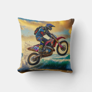Motocrossracer op Beach Race II Kussen