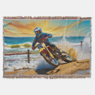 Motocrossracer op strandrace deken