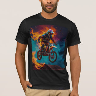 Motocrossracer & vulkaanuitbarsting t-shirt