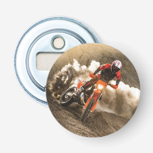 Motocrossrijder Button Flesopener
