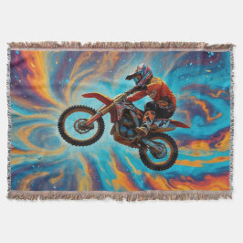 Motocrossrijder en droomlandschap deken