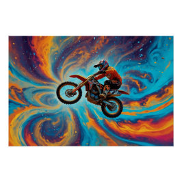Motocrossrijder en droomlandschap perfect poster