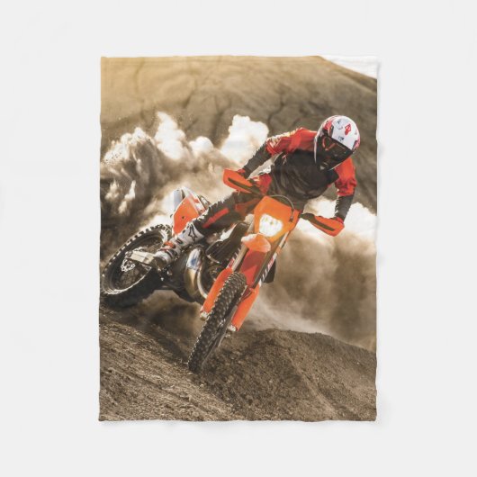 Motocrossrijder Fleece Deken (Voorkant)