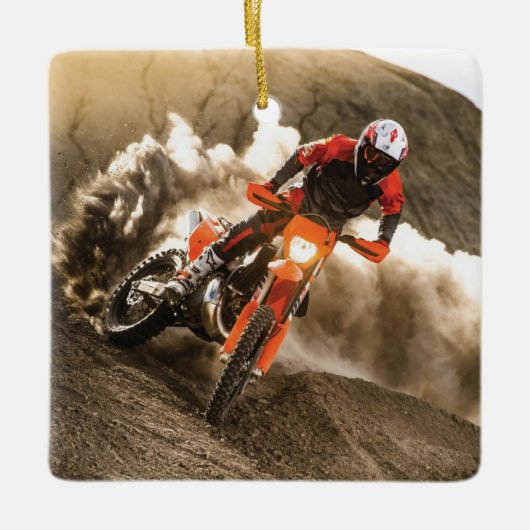 Motocrossrijder Keramisch Ornament (Voorkant)