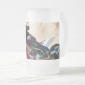 Motocrossrijder kussensloop matglas bierpul (Voorkant rechts)