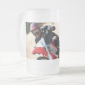 Motocrossrijder kussensloop matglas bierpul (Voorkant links)