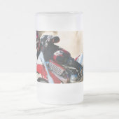 Motocrossrijder kussensloop matglas bierpul (Center)