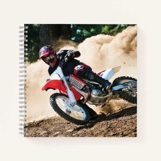 Motocrossrijder kussensloop notitieboek (Voorkant)
