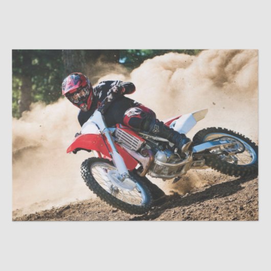 Motocrossrijder kussensloop tissuepapier (Voorkant)
