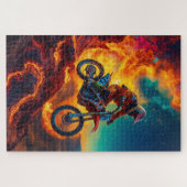 Motocrossrijder ontsnapt aan vuur legpuzzel (Horizontaal)