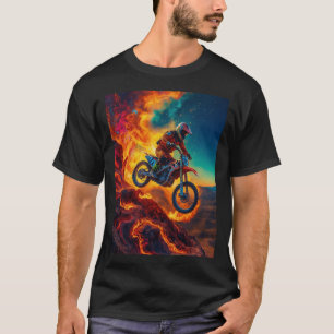 Motocrossrijder ontsnapt aan vuur t-shirt