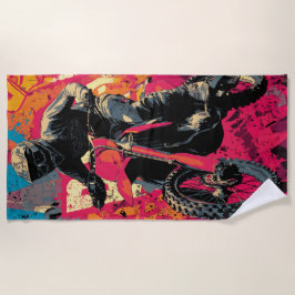Motocrossrijder Pop Art Dirt Bike Illustratie Strandlaken