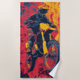 Motocrossrijder Pop Art Stedelijke Actie Strandlaken