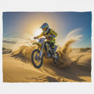 Motocrossrijder rijdt in de duinen fleece deken