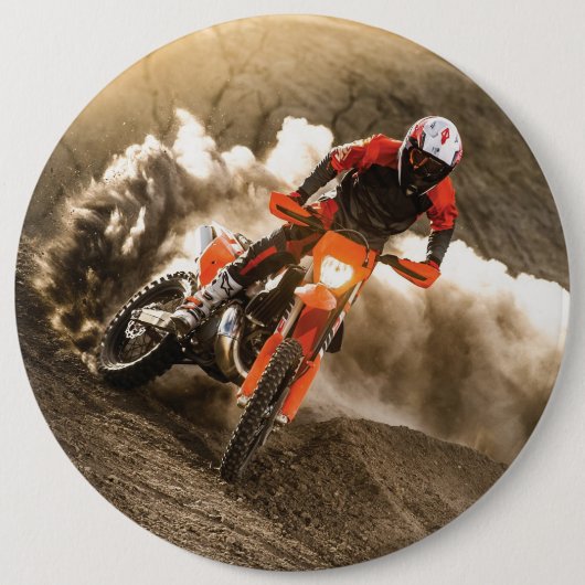Motocrossrijder Ronde Button 6,0 Cm (Voorkant)
