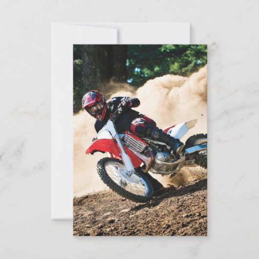 Motocrossrijder werkkussen save the date (Voorkant)
