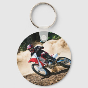 Motocrossrijder werkkussen sleutelhanger