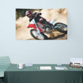 Motocrossrijder werkkussen spandoek (Beurs)