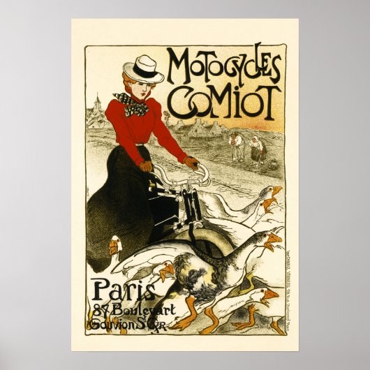 MOTOCYCLI COMIOT Paris Bicycle Theophile Steinlen Poster (Voorkant)