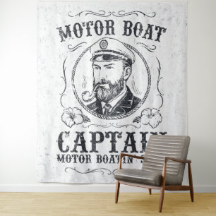 Motoorbootkapitein Funny Pontonbootvaren Wandkleed