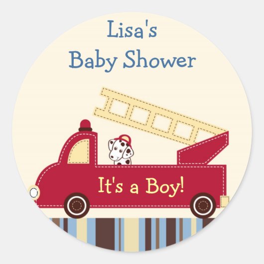 Motor 27 Brandweerwagen Puppy Envelope Seals Stick Ronde Sticker (Voorkant)