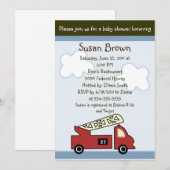 Motor 27 Uitnodiging Baby shower Vuurtruck (Voorkant / Achterkant)