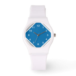 Motor Blauw op Wit Horloge